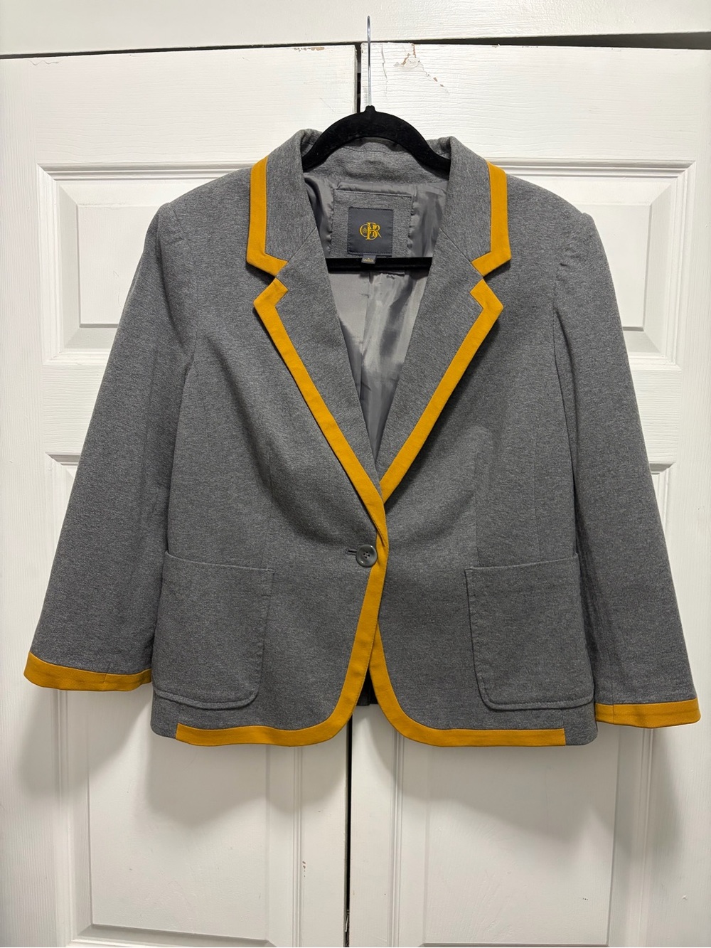Banana Republic Gray Blazer with Mustard Trim